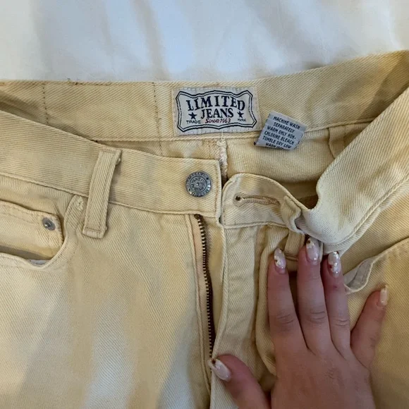 90s The Limited Light Yellow Jeans Y2K Vintage - Picture 4 of 4